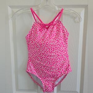 Cat & Jack Vibrant Pink Cheetah Print Kids Swimsuit, One Piece, Sz. 8 NWOT